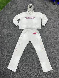 Sweat-shirt et pantalon de survêtement surdimensionnés personnalisés pour l'hiver, 100% coton respirant, motif uni, effet délavé à l'acide, logo sur le devant, service ODM - Product Image 3