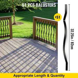 Lot de 51 balustres de terrasse en alliage d'aluminium de 82 cm x 2,5 cm, mâtiges métalliques avec vis pour garde-corps d'escalier et de terrasse en bois, qualité supérieure - Product Image 3