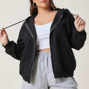 Sudadera con capucha negra para mujer, informal, de forro polar suave, para uso diario, chaqueta de moda para invierno - Product Image 2