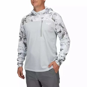 Nueva moda: Sudadera con capucha para hombre con estampado de camuflaje y liso en la parte delantera y trasera, con orificios para los pulgares y pasamontañas extraíble para pesca en barco. - Product Image 2