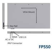 Écran tactile TFT LCD industriel marin étanche IP67 (PCAP/Résistif) anti-reflet avec gradation automatique et télécommande IR