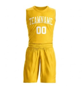 Conjunto de Camiseta de Baloncesto Amarilla, Nombre del Equipo 00, Impresión Serigrafiada, Malla Transpirable, Corte Regular para Adultos, Cuello Redondo sin Mangas, Elástico - Product Image 1