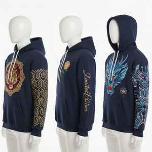 Sudadera con Capucha Bordada para Hombre – Felpa Ligera Premium, Gráfico Detallado de Dragón y Tigre, Ropa Urbana de Diseñador de Edición Limitada - Product Image 1