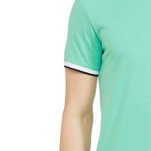 เสื้อยืดคอกลมแขนสั้นผู้ชาย ทรงปกติ แต่งขอบตัดกัน สไตล์ลำลอง ผ้าโพลีเอสเตอร์/คอตตอนเจอร์ซีย์ถัก สีพื้น - Product Image 2