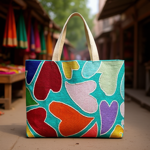 Bolso Tote Tradicional Indio de Lujo Hecho a Mano con Cuentas de Vidrio Multicolor, Asa Tipo Baguette, Artesanal, Duradero, Premium, Casual y a la Moda - Product Image 3