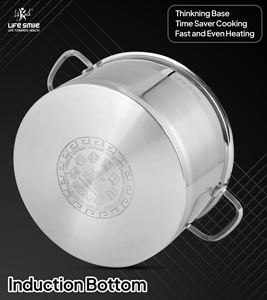 Ensemble de casseroles de luxe en acier inoxydable 18/10, 6 pièces, avec couvercles en acier inoxydable, poignées en acier et base compatible induction - Product Image 3