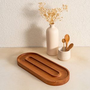 Handmade Wooden Serving <b>Platter</b> Natural Wood Dining Tableware Supplier by Curio Craft - Product Image 1