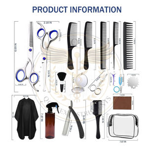 Kit de Tijeras para Cortar el Cabello, Tijeras de Entresacar para el Hogar, Peluquería y Salón, Color Plateado - Product Image 2