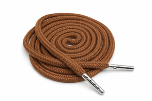 Cordones de Zapatos Trenzados Marrones, Planos y Redondos con Puntas Metálicas para Zapatos Casuales y Tenis - Product Image 1