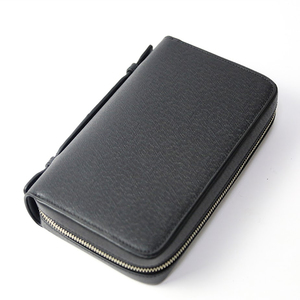 Portefeuille minimaliste en microfibre noire avec fermeture à double fermeture éclair pour un usage quotidien - Product Image 3