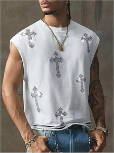 Custom Logo <b>Rhinestone</b> Print Sleeveless Men's Gym Tank <b>Top</b> 100% Polyester Quick Dry Breathable Fitness and Training Shirts - Product Image 5