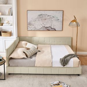 Letto Queen Size Imbottito con Schienale e Braccioli Confortevoli, Divano Letto Queen Size per Camera da Letto e Soggiorno - Product Image 2