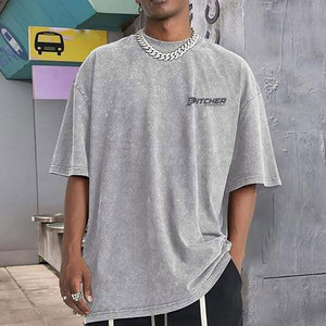 Camiseta de Hombre con Lavado Ácido, Textura Única, Material Suave, Cómoda, Estilo Urbano, Nueva Llegada - Product Image 4