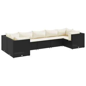 Ensemble de salon de jardin en rotin noir crème, 6 places, meubles d'extérieur résistants aux intempéries, design contemporain - Product Image 2