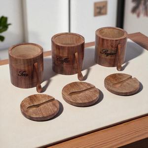 Cuencos de Madera de Lujo para Sal y Pimienta, Artesanía India, Utensilios Desechables para Especias y Hierbas, para Almacenamiento de Condimentos o como Regalo - Product Image 2