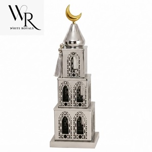 En gros Ensemble de minarets marocains en métal doré de luxe, décoration islamique du Ramadan ajourée et sculptée - Product Image 2