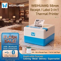 Printer Thermal Bill POS P20 Mini 2-inci 58mm Warna Cangkang Biru Langit dengan USB+BT