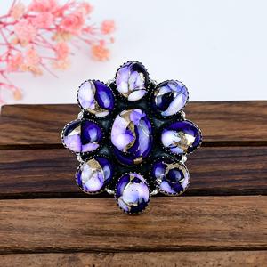 Purple Rose Dahlia Turquoise <b>Ring</b> Sterling <b>Silver</b> Boho <b>Statement</b> Jewelry Handmade Floral Gift for Her - Product Image 5