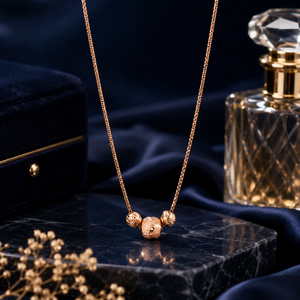 Collar de Cadena Sólida para Mujer con Forma de Bola y Centro de Cuentas Texturizadas, Joyería Romántica para Regalo de Festival - Product Image 1