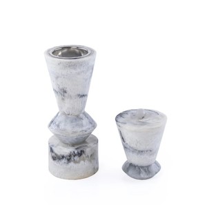 Brûleur d'encens en résine effet marbre blanc de luxe, avec coupelle en acier inoxydable, pour usage religieux, bois de cyprès, écologique, logo personnalisé - Product Image 1