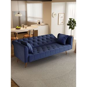 Divano Convertibile da 71 Pollici in Velluto Blu Stile Americano Retrò per Piccoli Soggiorni, Camere da Letto o Uffici - Product Image 3