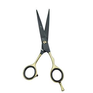 Ciseaux de coiffure professionnels pour barbe et moustache, en acier inoxydable, lame tranchante, pour droitiers, usage en salon, manche moyen, finition dorée - Product Image 1