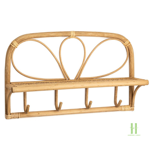 Eco-Friendly Bohemian Wicker Rattan <b>Wall</b> Shelf with Hooks Handcrafted <b>Hanging</b> Rack for Keys Hats Bags-Wedding Home <b>Decor</b> - Product Image 3