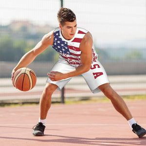 Uniforme de Baloncesto con Diseño de la Bandera de Estados Unidos para Hombres Adultos, Conjunto Deportivo de Entrenamiento - Product Image 5