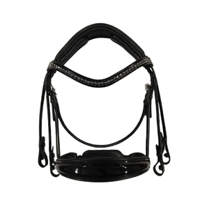 Bridon Weymouth en cuir sur mesure avec frontal en cristal et muserolle rembourrée pour l'équitation de dressage - Product Image 1