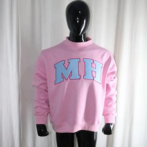 MH BABY PINK <b>Mock</b> <b>Neck</b> Sweatshirt 100% SKY BLUE Applique Embroidery wide <b>neck</b> Sweatshirt Finer Threads - Product Image 2