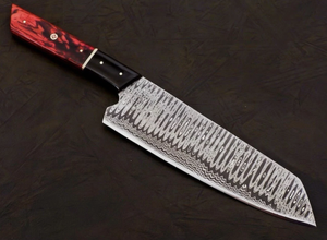 Cuchillo de Chef Profesional de Acero de Damasco Hecho a Mano, Mango de Madera DIY de Alta Calidad, Punta Caída, 12 Pulgadas de Longitud Total, Corte Afilado como una Navaja - Product Image 3