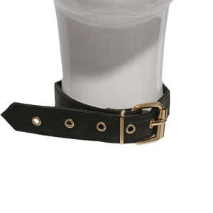 Collar de cuero negro con correa tipo gargantilla, hebilla dorada y cadena de eslabones, con orificios ajustables, collar llamativo para fiestas - Product Image 1