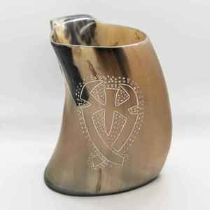 Mug à bière en corne naturelle polie de style animal viking, de qualité supérieure, portable et de forme naturelle - Product Image 1