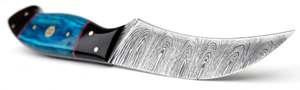 Couteau utilitaire artisanal en acier Damas à pointe traînante, manche en bois bleu, outil de découpe pour barbecue extérieur - Product Image 2