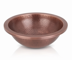 Évier de cuisine rond en cuivre fait main de qualité supérieure, à cuve unique, surface brossée, design rustique, installation sur plan. - Product Image 4