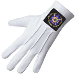 Gants en coton blanc pour chevaliers templiers avec patch noir et broderie personnalisée - Product Image 3