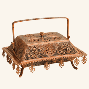 Traditional Copper Decorative <b>Box</b> With Handle And Leaf Charms For <b>Wedding</b> Decoration - Product Image 5