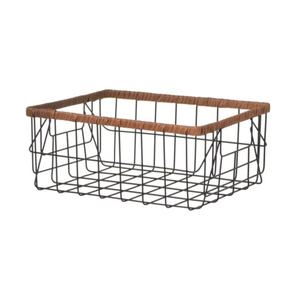 Wire Storage <b>Basket</b> With Natural <b>Jute</b> Rim Multipurpose Metal Mesh Organizer For Kitchen Pantry & Home Bulk Wholesale Supplier - Product Image 1