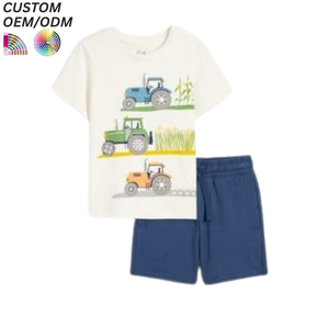 Conjunto de Ropa Premium para Niños de 2 Piezas, Atuendo Casual Infantil con Estampado Animal, Camiseta 100% Algodón y Pantalones Cortos/Joggers, Soporte OEM ODM, Venta al Por Mayor - Product Image 4