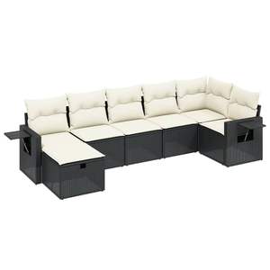 Conjunto de Sofás Modulares Grandes para Jardín en Ratán PE Negro y Acero, Muebles Modernos para Exteriores - Product Image 2