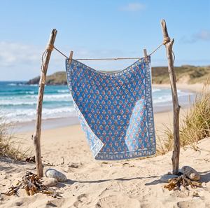 Wholesale Blue Block Print Bandana Scarf Handmade Cotton <b>Head</b> Scarf Indian Floral Bandana Boho Hair <b>Wrap</b> Hand Printed Bandana - Product Image 3