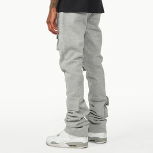 Pantalones de chándal de terciopelo para hombre, pantalones acampanados lavados, de fábrica directa, teñidos lisos, antiarrugas - Product Image 5