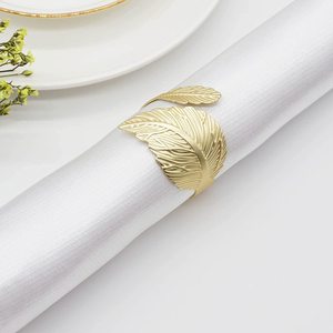 Adjustable Gold Leaf Napkin <b>Ring</b> Custom Size Sustainable Eco Friendly Metal Napkin <b>Rings</b> <b>Cheap</b> Price For Event Decor Supplies - Product Image 1