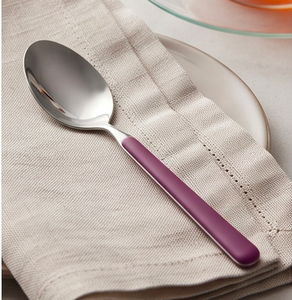 Ensemble de couverts modernes avec manches violet foncé, ustensiles en acier inoxydable, compatibles lave-vaisselle, couverts de voyage - Product Image 4