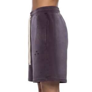 High Demanding Custom <b>Men</b> Vintage Washed Sweat <b>Shorts</b> Oversized Casual Streetwear Distressed Drawstring Gym <b>Lounge</b> <b>Shorts</b> Purple - Product Image 4