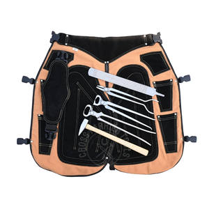 Kit completo de herrador para forja con escofina de acabado, delantal marrón, alicates de 15 pulgadas para pezuñas, herramienta de extracción, martillo de herrador puntiagudo y pinzas para fuego - Product Image 1