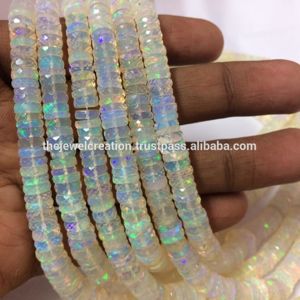 6mm 8mm 10mm naturel blanc éthiopien opale Heishi pneu forme perles de pierres précieuses brins cordes Semi précieux pour la fabrication de bijoux bricolage - Product Image 1