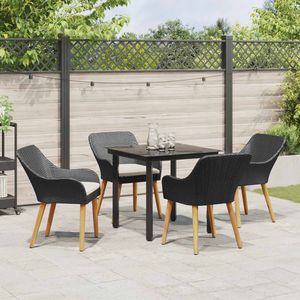 Juego de comedor de jardín de ratán sintético negro de 5 piezas con cojines, modelo D0100X38QR6 - Product Image 4