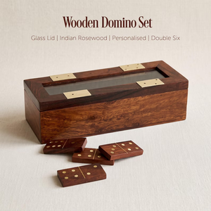 Jeu de dominos en bois, dominos personnalisés - Bois de rose, 28 tuiles avec double six - Product Image 1