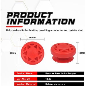 Ammortizzatore di Vibrazioni in Gomma Piena per Flettenti, Confezione da 2, Stabilizzatore per Arco Compound Giovanile, per Appassionati di Tiro con l'Arco - Product Image 2